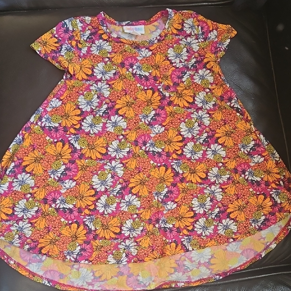 LuLaRoe Kids Floral Dress - Purple and Orange